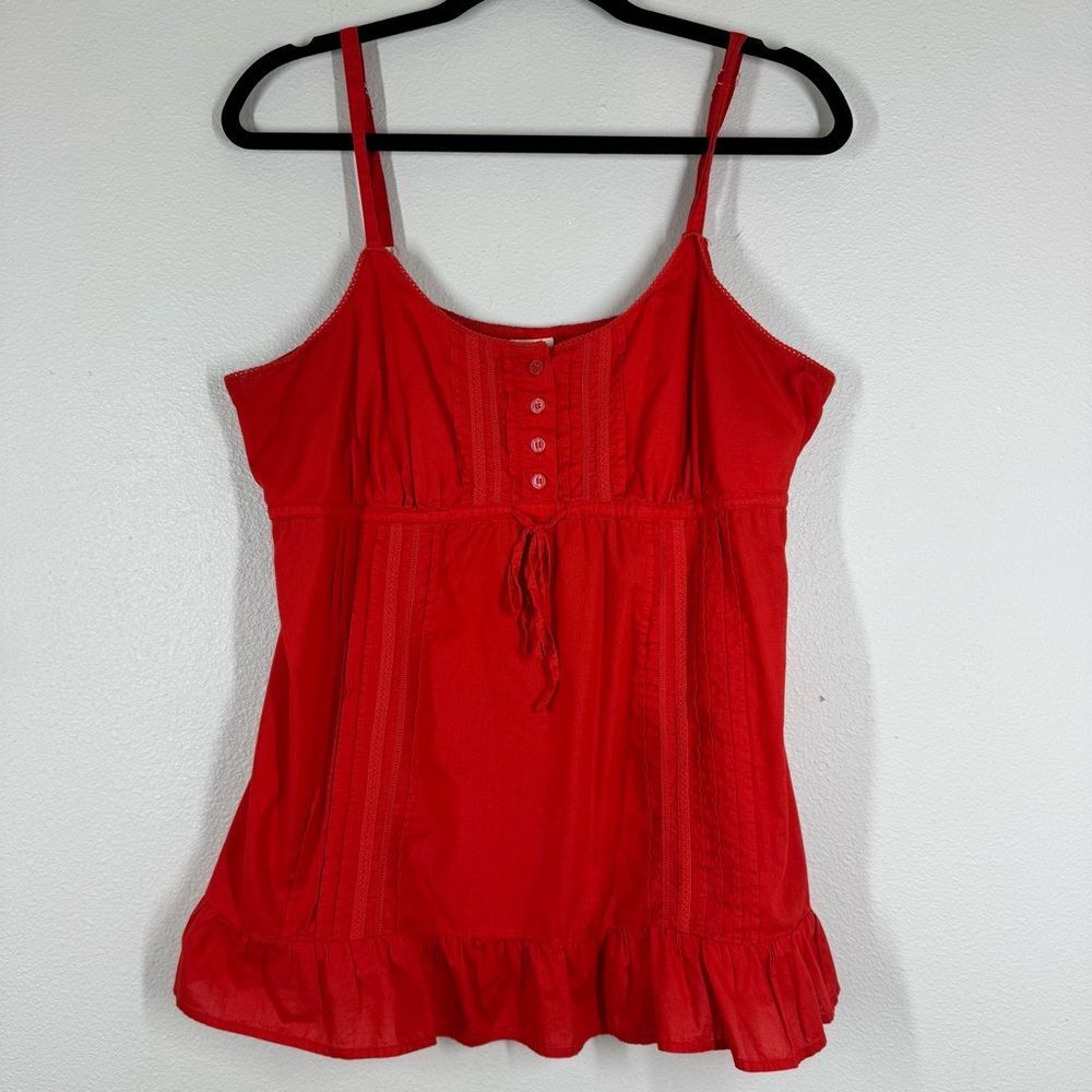 Faded Glory Women’s Y2K Babydoll Cami Size XL Red Lace Preppy Dainty Coquette